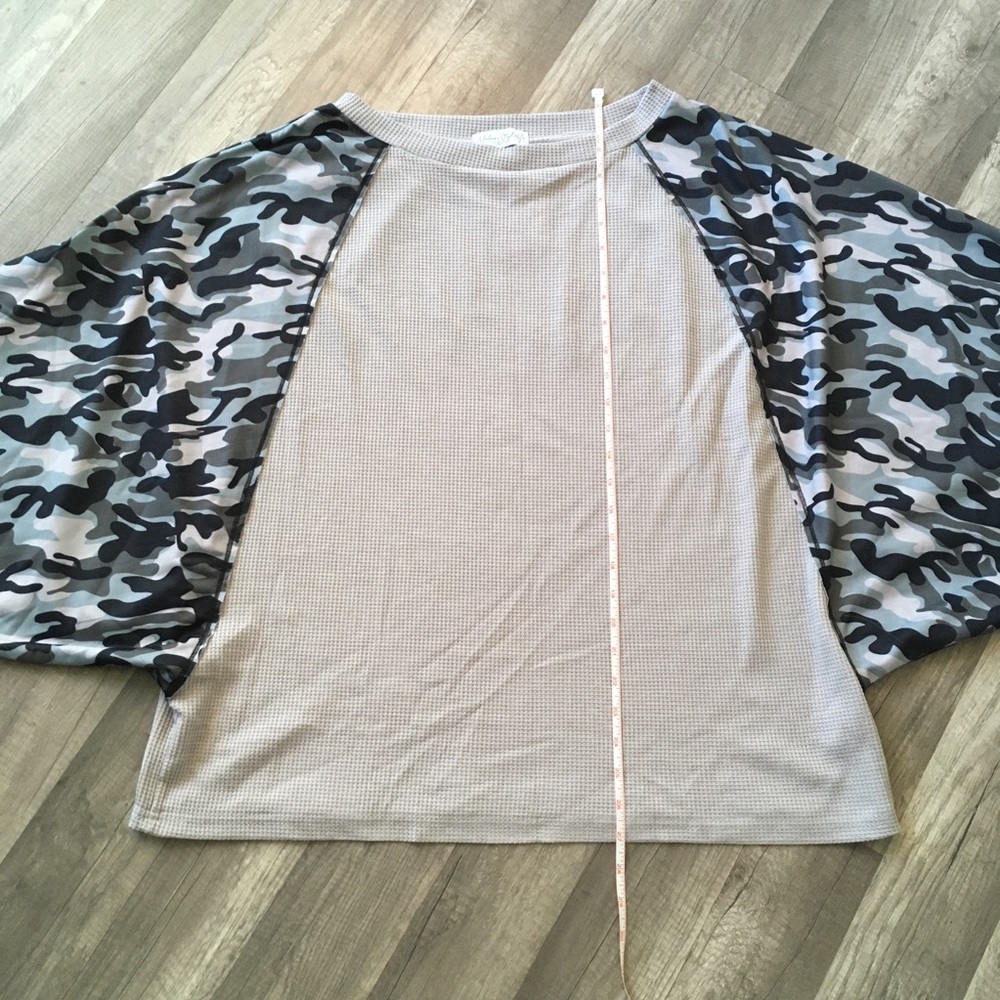 NEW Camo & Grey Off Shoulder LongSleeve Top - Picture 10 of 16